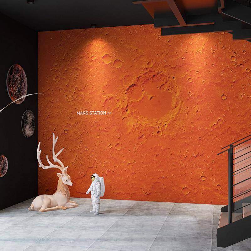 3D three -dimensional turbulent cement wallpaper Moon surface meteorite pit background live room net red photo wallpaper industrial style