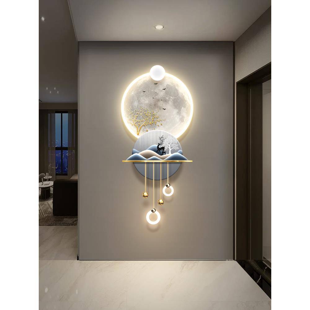 Glowing and Patriotic Decorative Painting Wall Lantern Corridor End three -dimensional advanced sensing Moon mural elk meaning good hanging painting