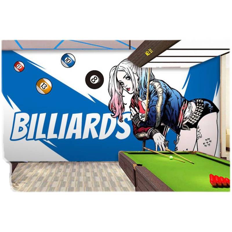 Billiards Hall Boarding Room Decoration Wallpaper Bar Decorative Painting Clown Woman Pickling Bar Hall Decoration Background Wallpaper