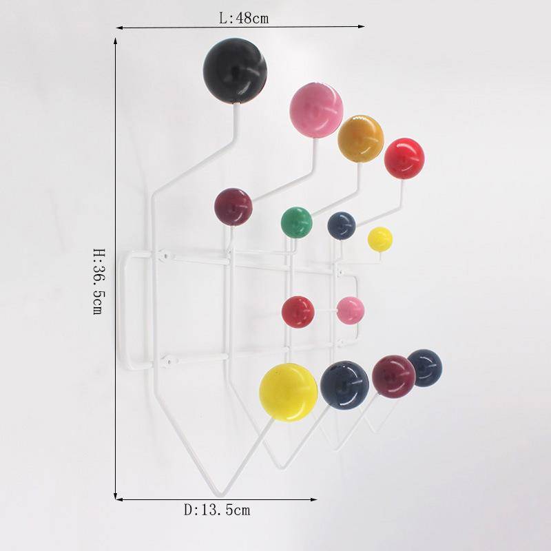 Factory direct selling kindergarten iron hat rack with solid wooden ball wall linked hook metal simple spot cloak rack