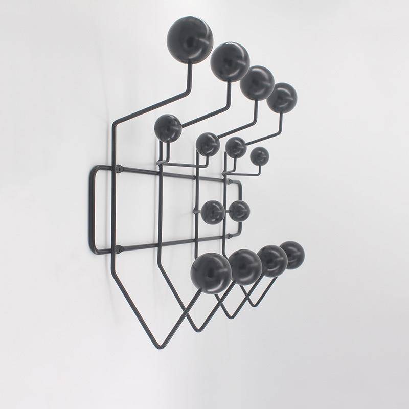 Factory direct selling kindergarten iron hat rack with solid wooden ball wall linked hook metal simple spot cloak rack