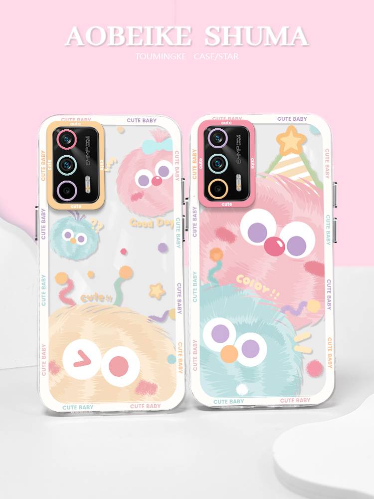 Suitable for Realme True 12Pro mobile phone case new animation 11/10 individual ultra -thin transparent GTNEO2 cute little hair ball GT2 men's cartoon soft shell x7/q5i creative V25 summer summer