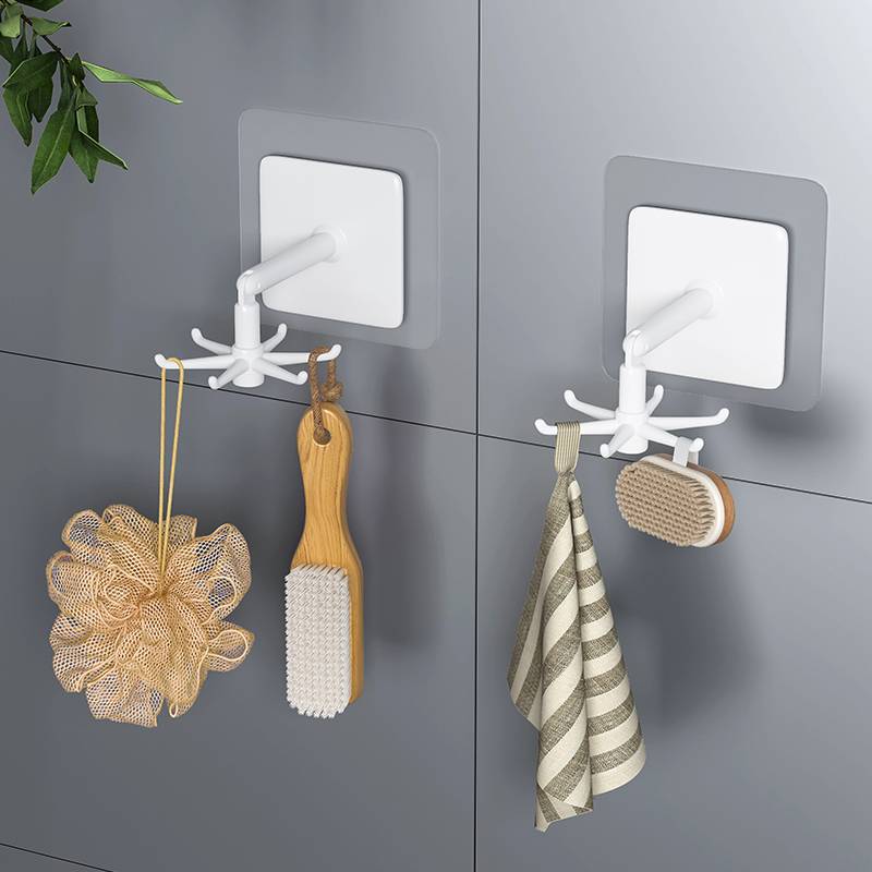 Bathroom can rotate six -claw hook, bathing ball, toilet, bathroom free hole wall -mounted kitchen storage artifact