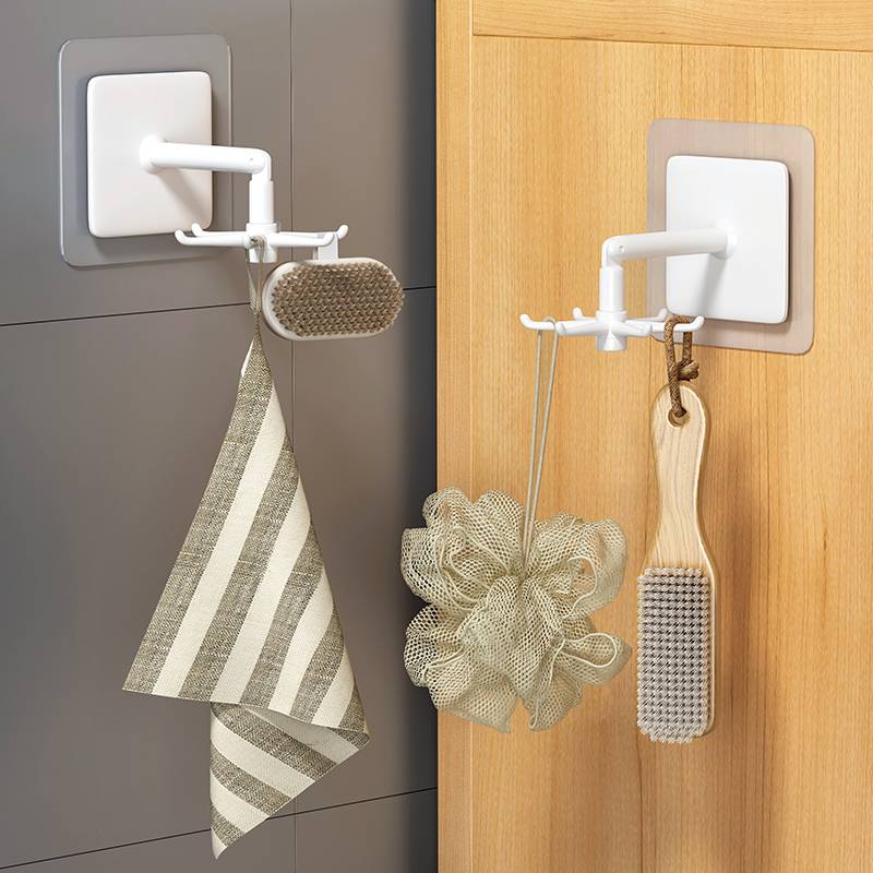 Bathroom can rotate six -claw hook, bathing ball, toilet, bathroom free hole wall -mounted kitchen storage artifact