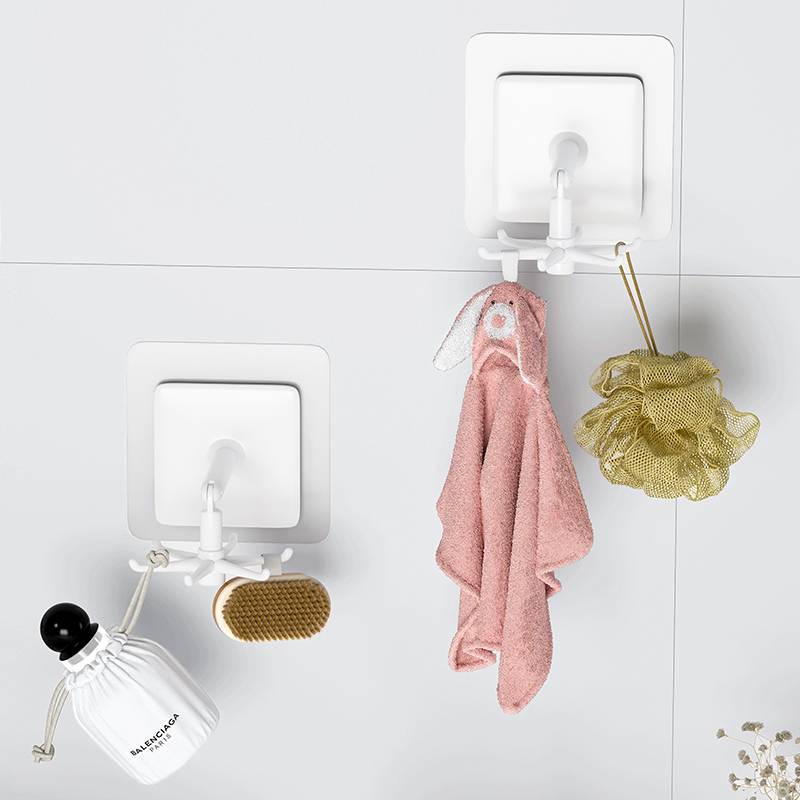 Bathroom can rotate six -claw hook, bathing ball, toilet, bathroom free hole wall -mounted kitchen storage artifact