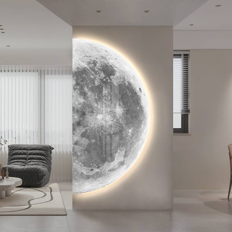 Moon porch decorative painting cream, silent wind corridor, lane, paintings, simple living room background wall wall light light painting