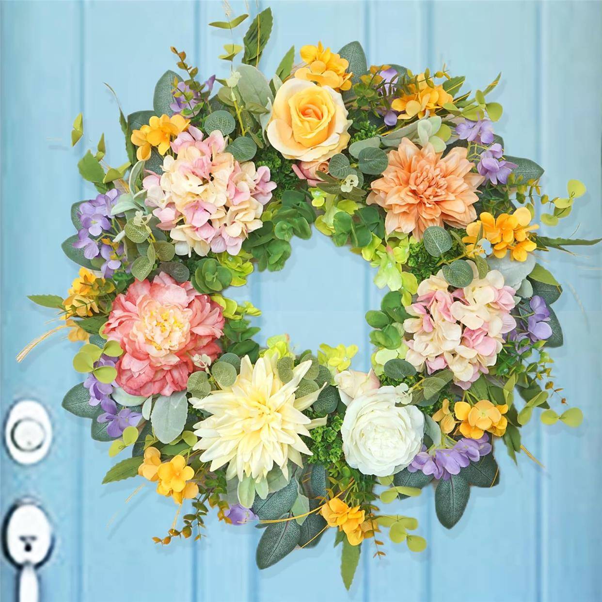 Customized simulation flower artificial flower rose hydrangea spring and summer, finished flower ring door, door of the pendant wall decoration living room decoration