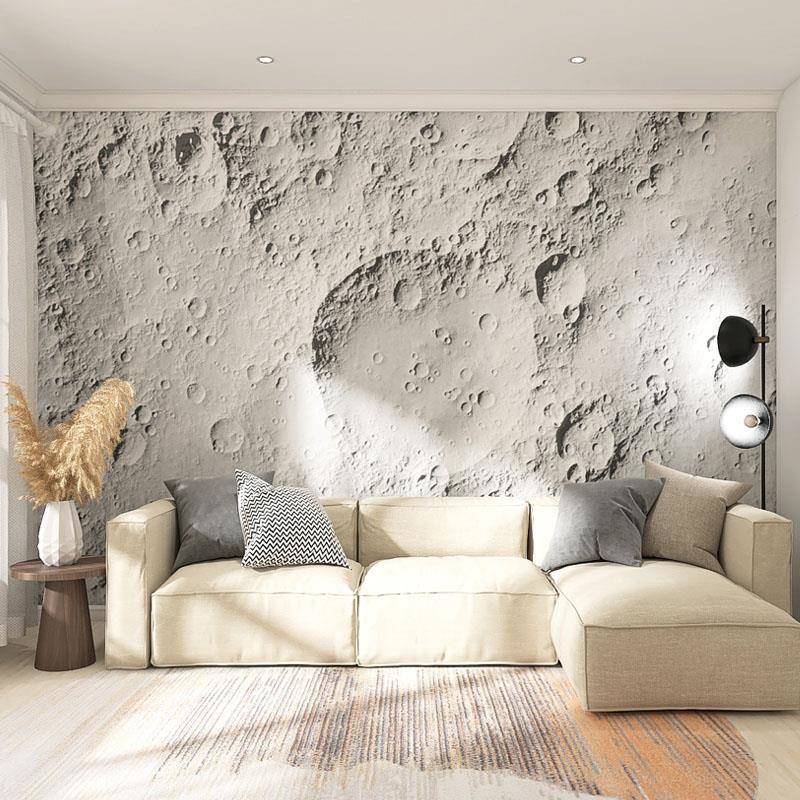 3D cement relief moon surface wallpaper milk tea shop gym wall cloth background wall industrial wind sunset wallpaper wallpaper
