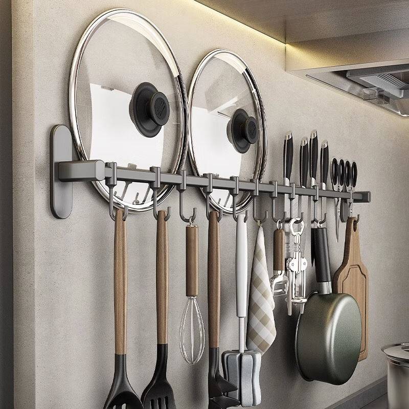 Kitz Kitchen Hook -free Point -free hanging rod Kitchen standing rack spatula, spoon hanging stainless steel row hook wall -mounted