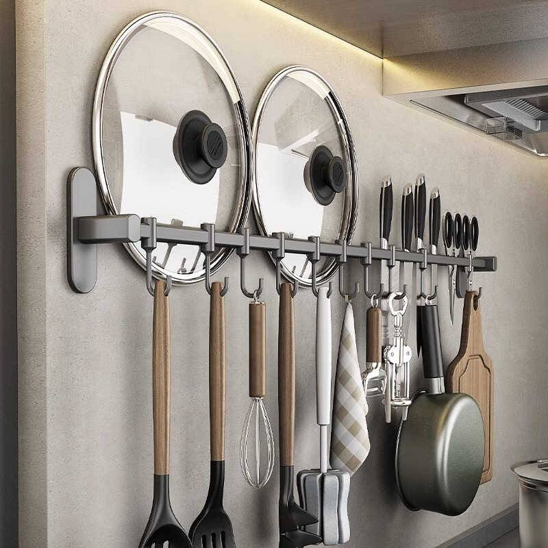 Double rod 6 hook with a knife frame 40cm-Glutter gray