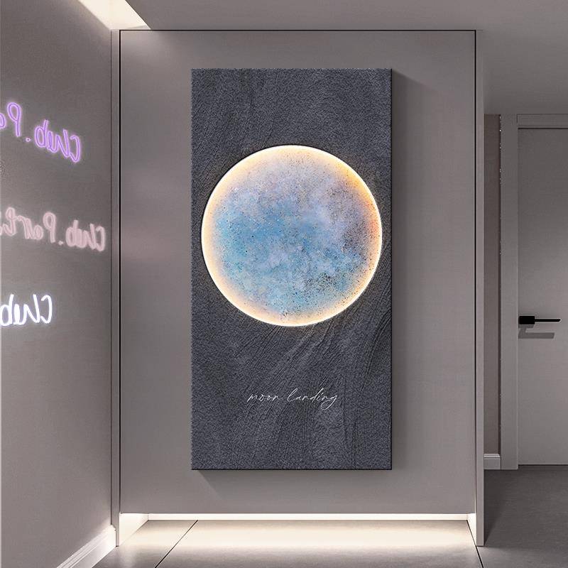 Moonlight painting porch decorative painting high -level sense enrollment corridor padded painting modern minimalist sandstone texture mural