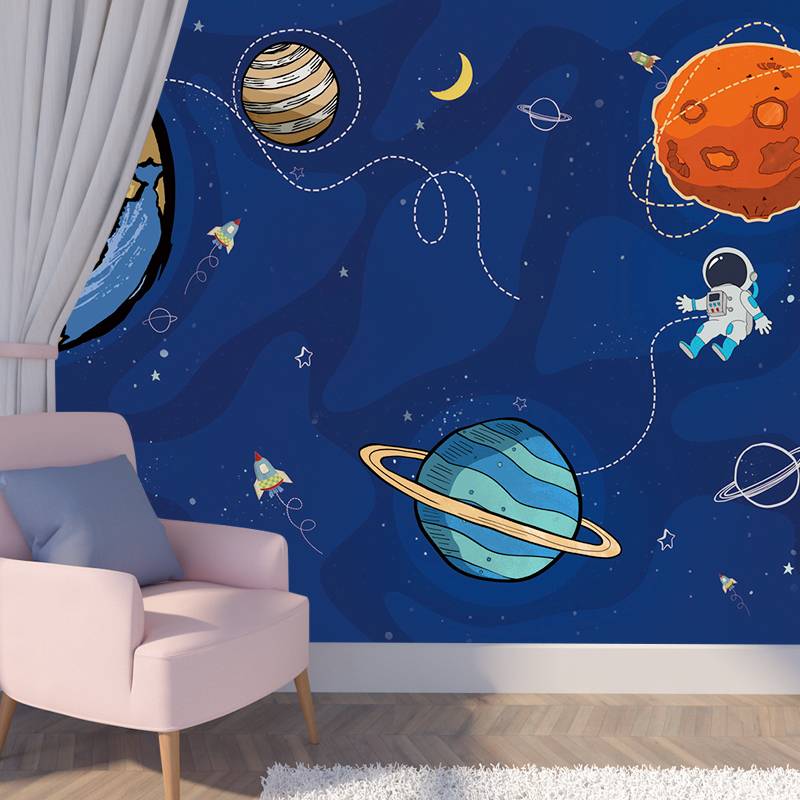 Environmental Children's Room Wallpaper Boy Girl Wallpaper Cartoon Spentic Machime Cosmetic Space Star Wall Cloth