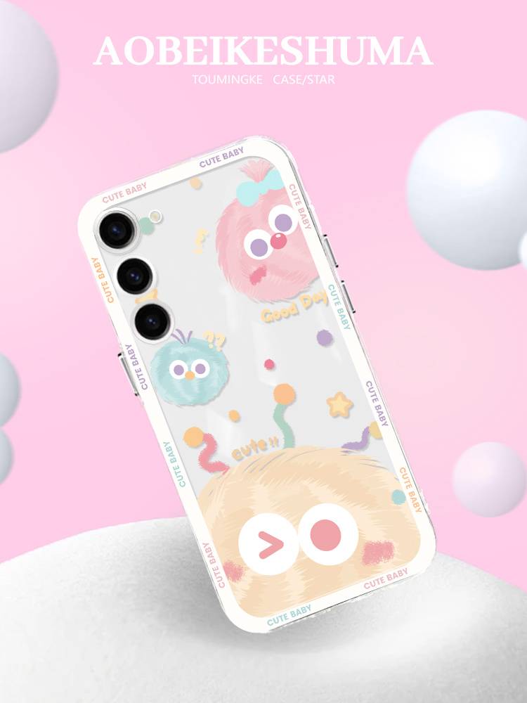 Suitable for Samsung Galaxynote20ultra mobile phone case ultra -thin summer A70/60 transparent angel eye Note9 anti -fall S8+new A71 cartoon cartoon fur ball 5G tide