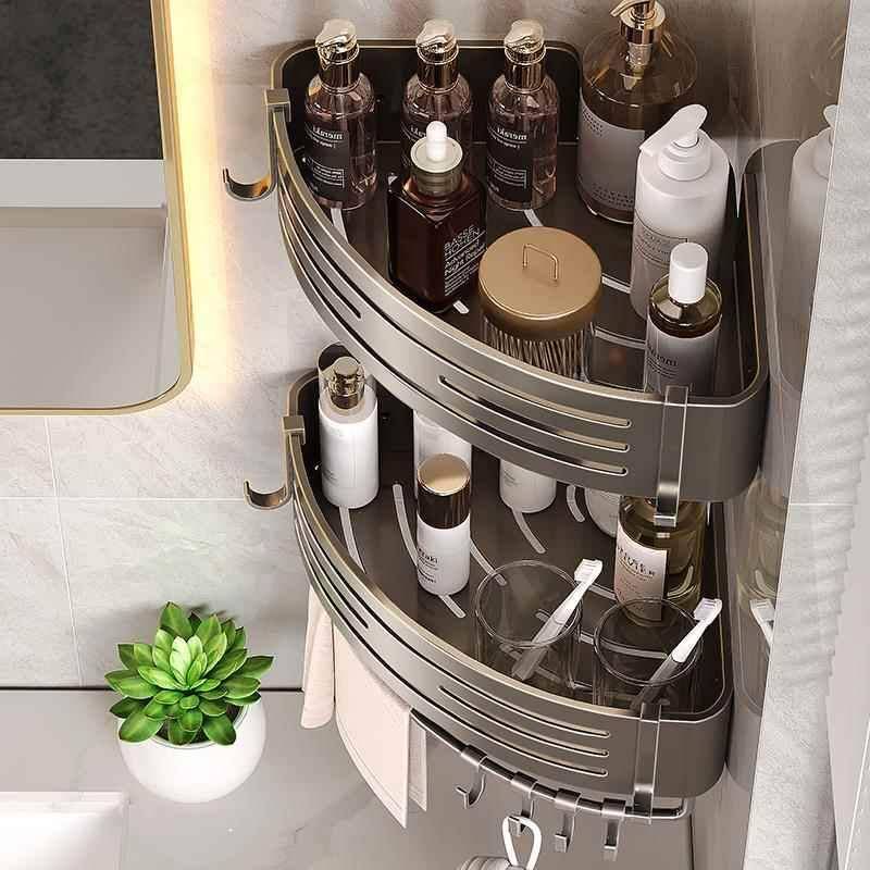 Gun ash plus high toilet standing shelf space aluminum -free toilet bathroom bathroom bathroom toilet triangle wall hanging