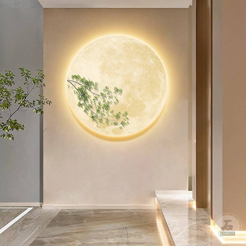 Moonball round decorative painting Creative Porch Corridor Corridor Passenger Corridor Glowing LED Atmosphere Sensing Sofa Background Wall Painting