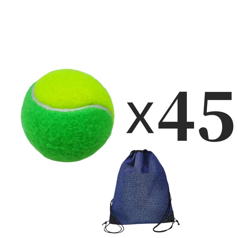 Forty-five green, yellow, high-powered tennis balls