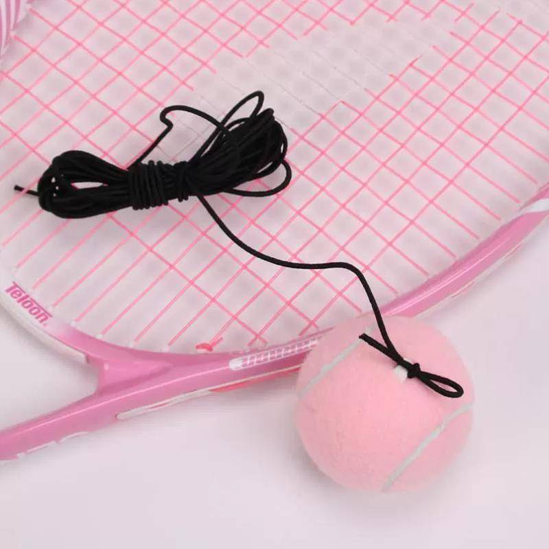 Pink with line tennis single player playback practice ball self -play training ball, one player play tennis strap rope