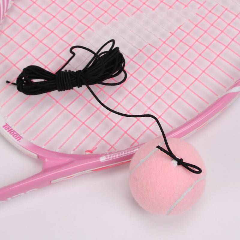 Pink with line tennis single player playback practice ball self -play training ball, one player play tennis strap rope