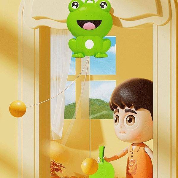Hanging cute frog table tennis training device Furnishing children parent -child parental sense exercise vision attention, hand, touch high fitness