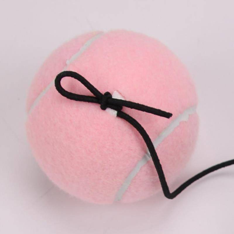 Pink with line tennis single player playback practice ball self -play training ball, one player play tennis strap rope