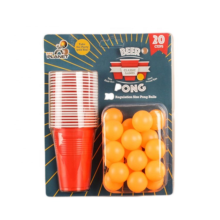 16OZ Plastic Cups and Balls Beer Ping-pong Game Set Black ping-pong