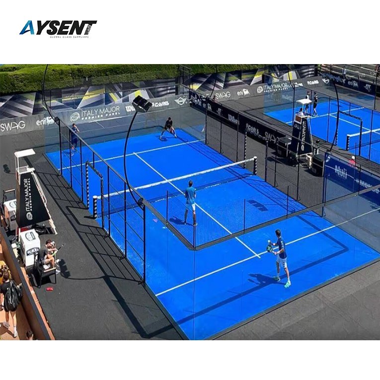2024 New 12mm Tempered Glass For Indoor And Outdoor Enclosed Courts Paddel Tennis Court Portable Padel Court Panoramic