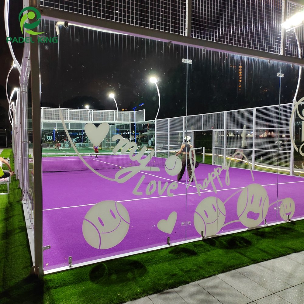 Super Colorful Artificial Grass Panoramic Padel Tennis Court With Padel Rackets Free Of Charge