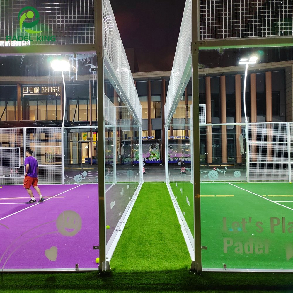 Super Colorful Artificial Grass Panoramic Padel Tennis Court With Padel Rackets Free Of Charge