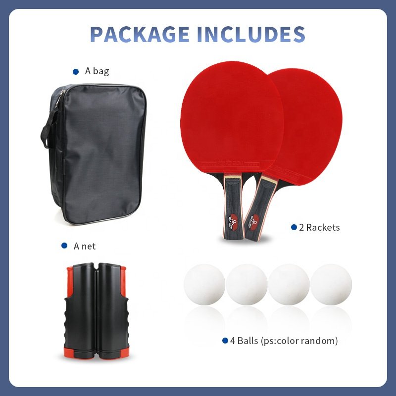 Boli Cheap 4 Star Table Tennis Racket Set With Four Ping Pong Balls And A Net