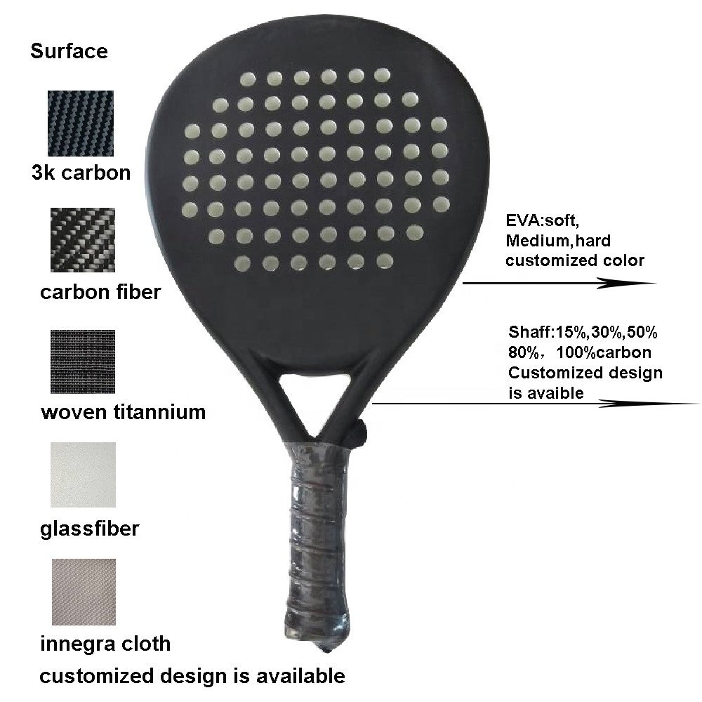 Testing Sample Padel Durable 100% Carbon 3K Carbon Beach Padel tennis Racket Racquet