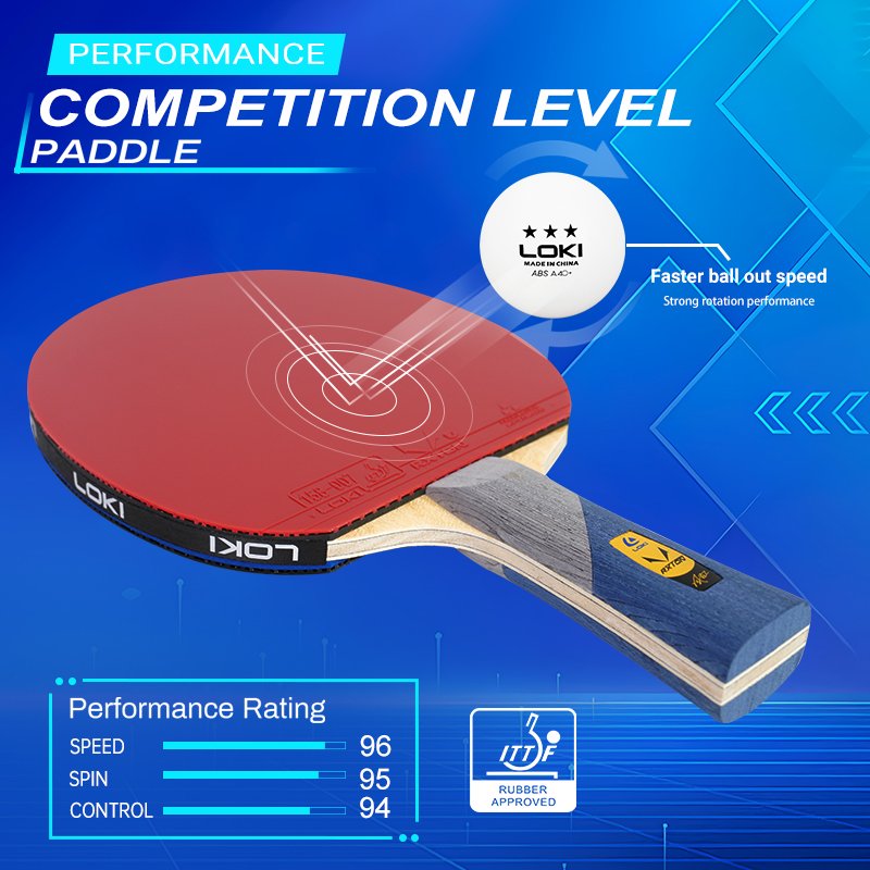 Loki R6 Professional Ping Pong Paddle Racket Competition Level 5 Wood 2 Carbon Fiber Table Tennis Bat