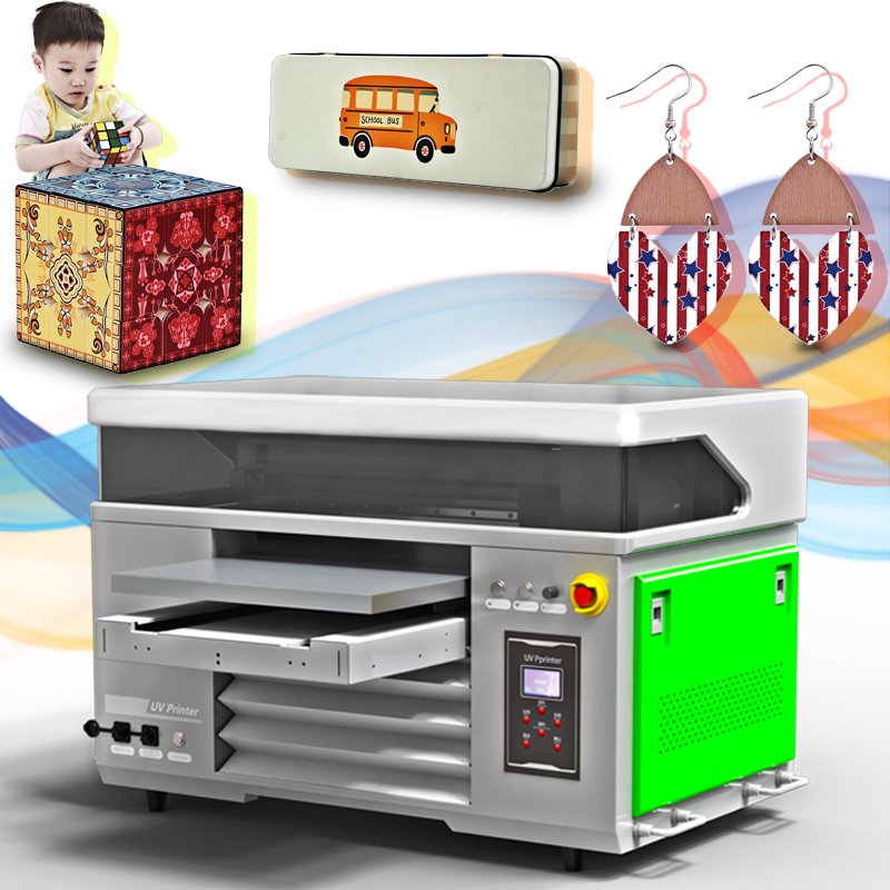 Latest desktop UV inkjet printer 4060 UV printer printing frame table tennis racket watch dial AB glue varnish A2 UV DTF printer