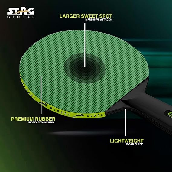(New Launch) STAGGlobal Series 1 Table Tennis Racket Lightweight FUNPLAY & Beginners Multi-Color
