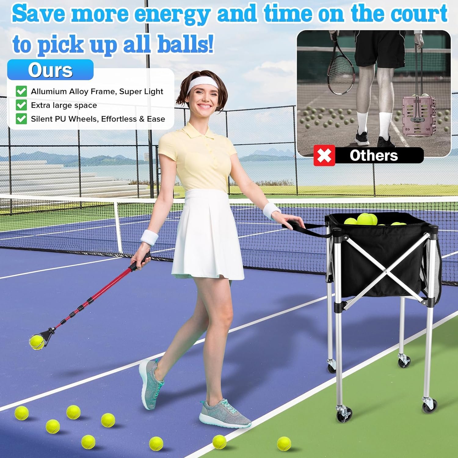 TC03A Hot Selling Tennis Teaching Cart, Tennis Ball Cart Basket, Tennis Ball Cart Supplier In China