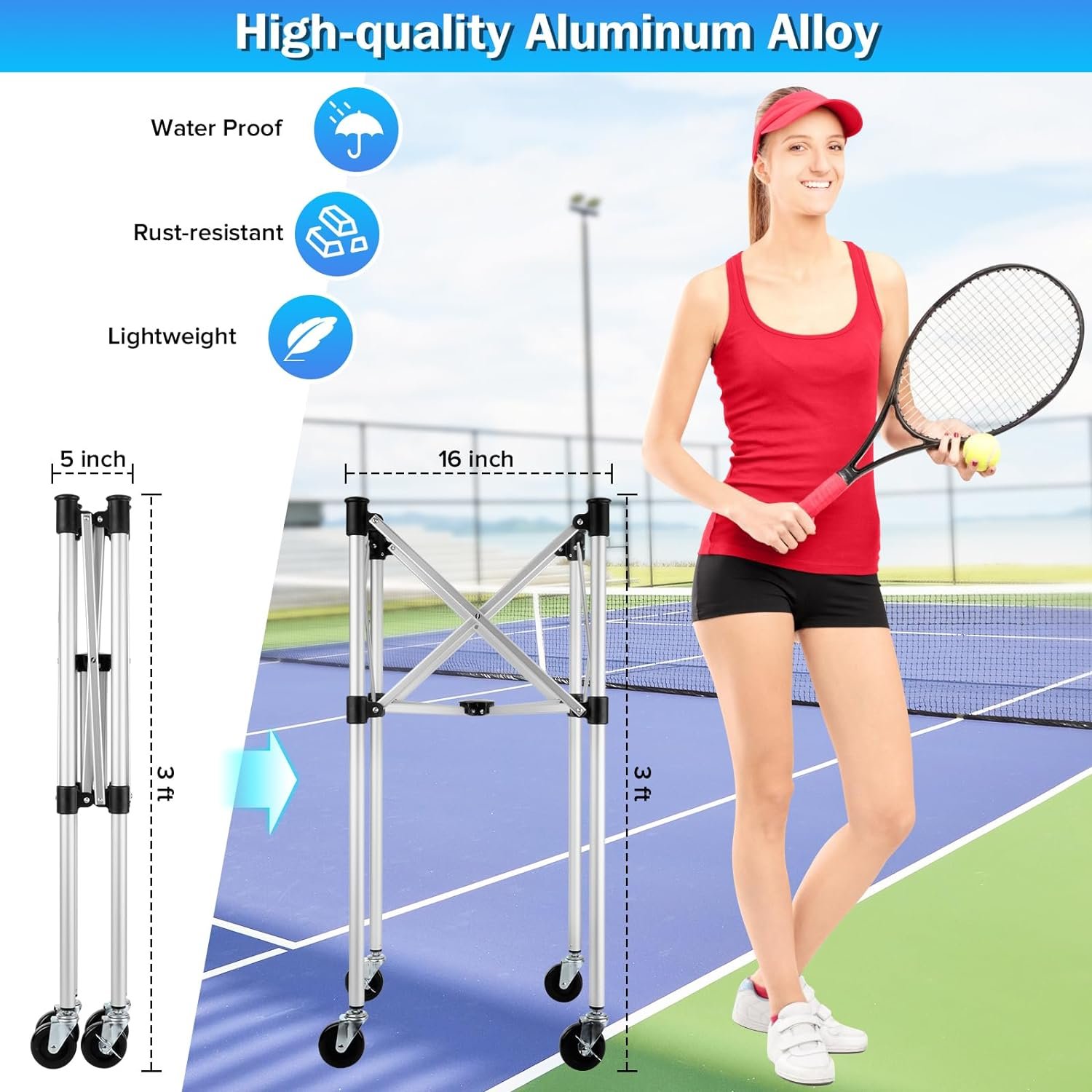 TC03A Hot Selling Tennis Teaching Cart, Tennis Ball Cart Basket, Tennis Ball Cart Supplier In China