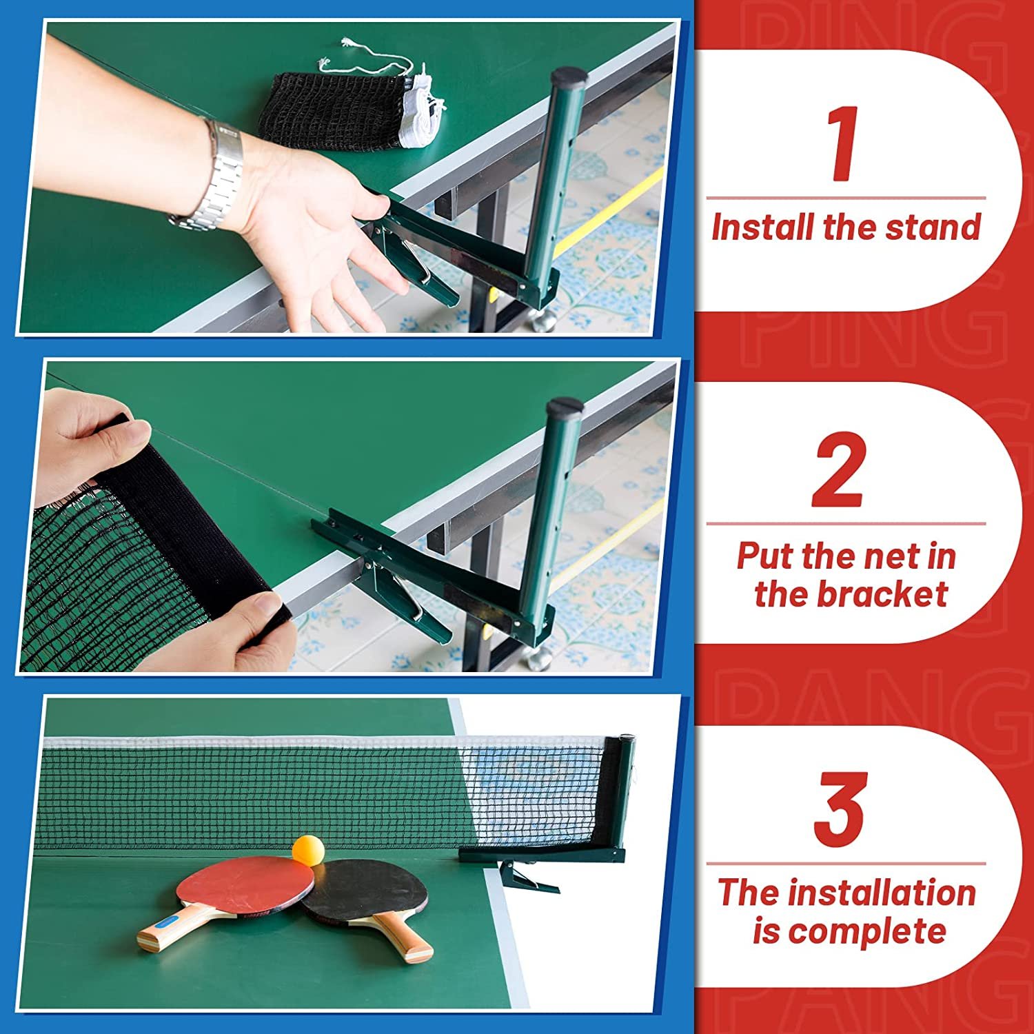 TTN03 Customized Net Table Tennis, Table Tennis Net Assembly, Ping Pong Net Set Portable Table Tennis Net