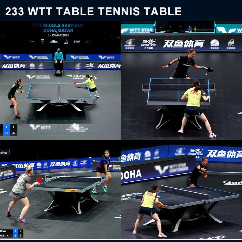 233 WTT OFFICIAL Standard Black surface 25mm Mdf Board Foldable Table Tennis Ping Pong Billiard Table