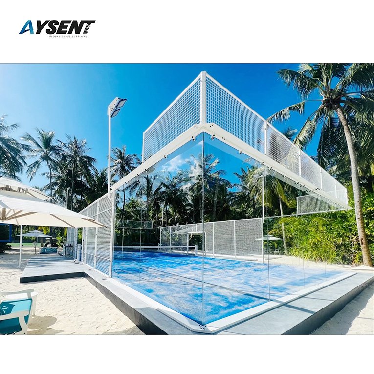 Professional Manufacturer Of 12mm Thick Tempered Glass For Squash tennis Panoramic Padel Court Wall Price