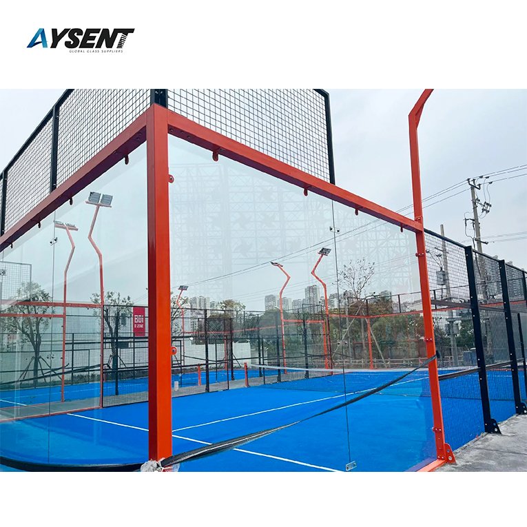 Professional Manufacturer Of 12mm Thick Tempered Glass For Squash tennis Panoramic Padel Court Wall Price