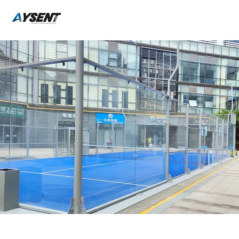 Professional Manufacturer Of 12mm Thick Tempered Glass For Squash tennis Panoramic Padel Court Wall Price