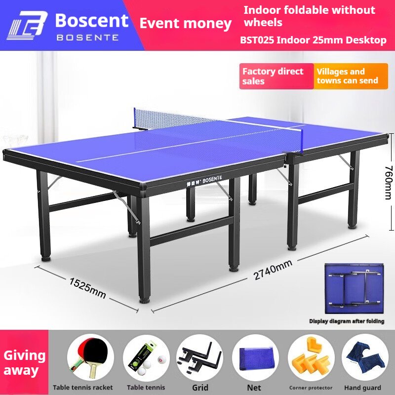 Tennis Table 25mm Thickness Foldable Adult Standard Indoor Tennis Table Tennis Table