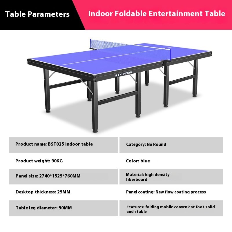 Tennis Table 25mm Thickness Foldable Adult Standard Indoor Tennis Table Tennis Table
