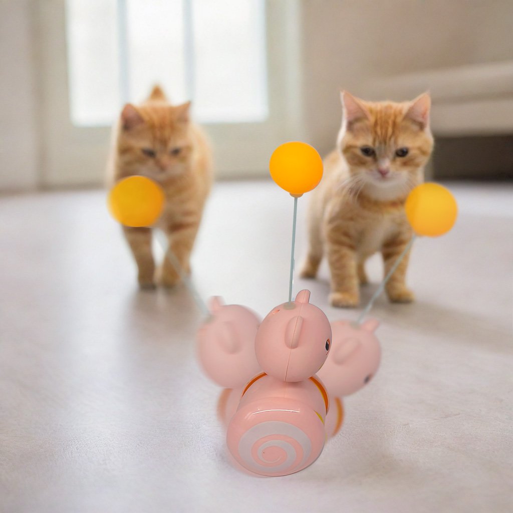 Funny Table Tennis Cat Toy Tumbler Feather Teaser for Kittens Self-Hi Relieving Stuffy Artifact Exercise Wheels Pet Supplies