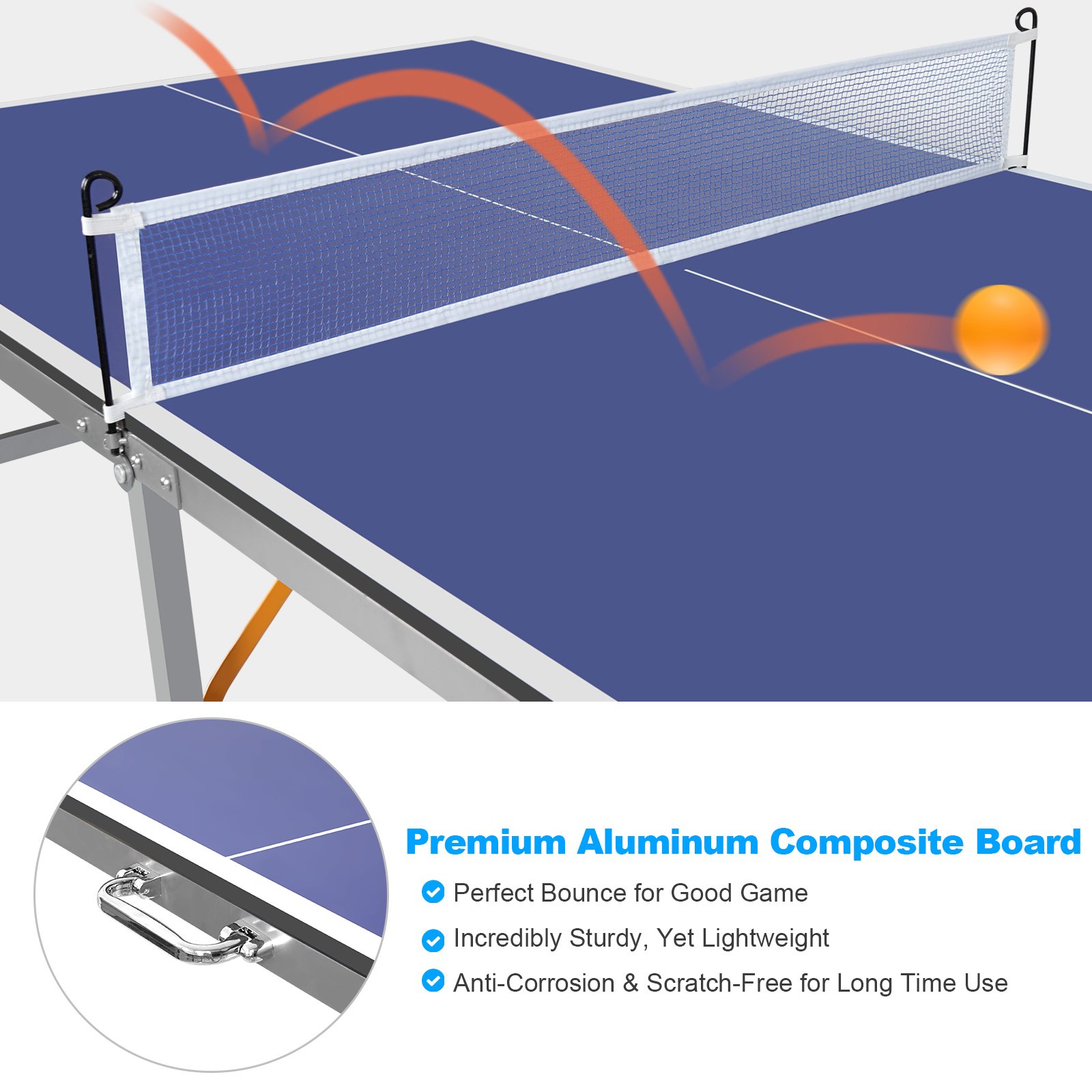 Mini Foldable Table Tennis Table With Quick Clamp Ping Pong Net