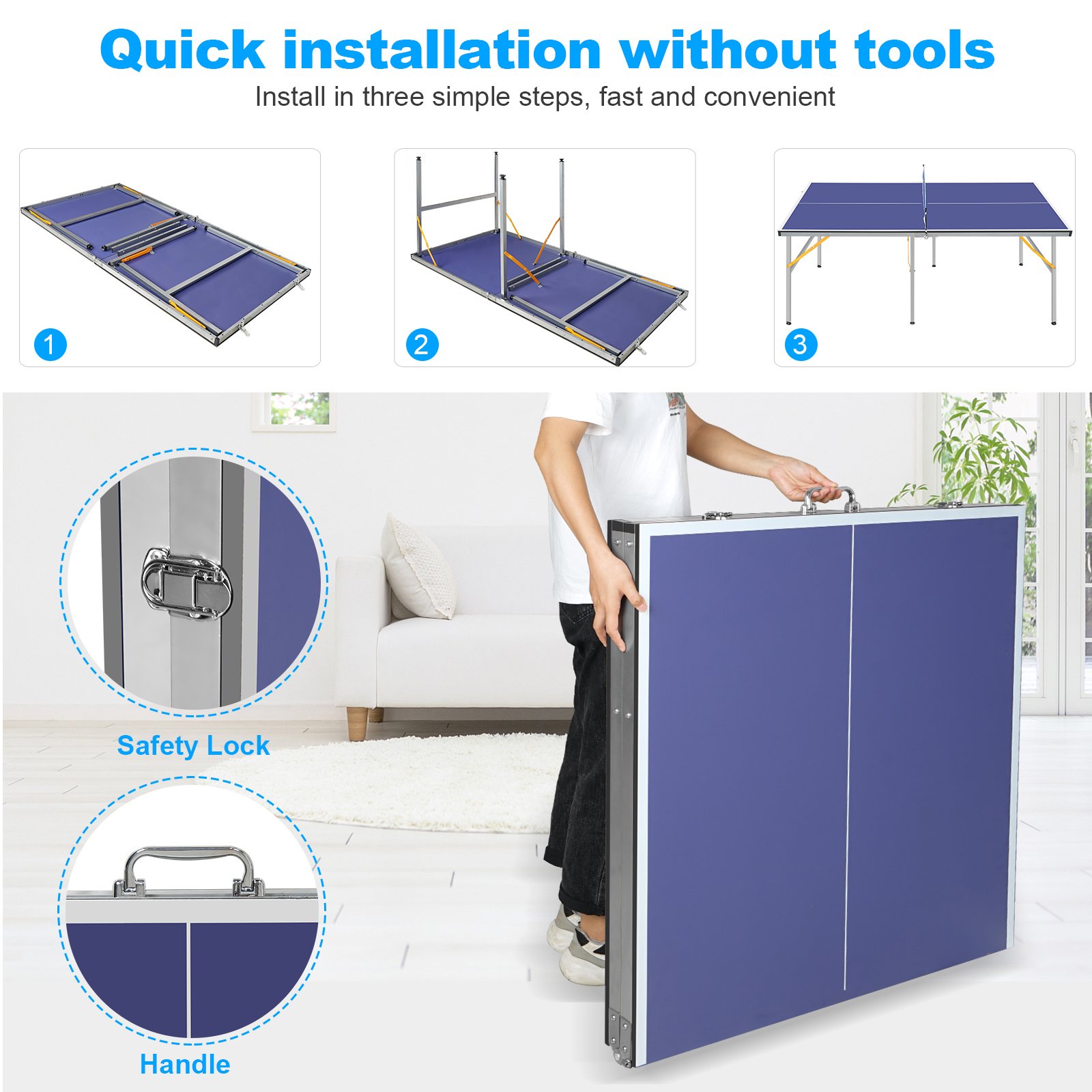Mini Foldable Table Tennis Table With Quick Clamp Ping Pong Net