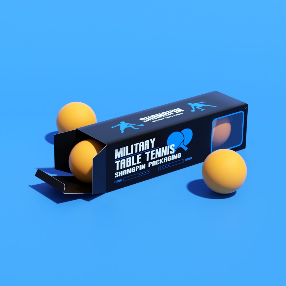 Custom Printing Sport Ping-pong Ball Paper Box Rectangle Fold-able Matt-Lamination Table Tennis Packaging Box With Window