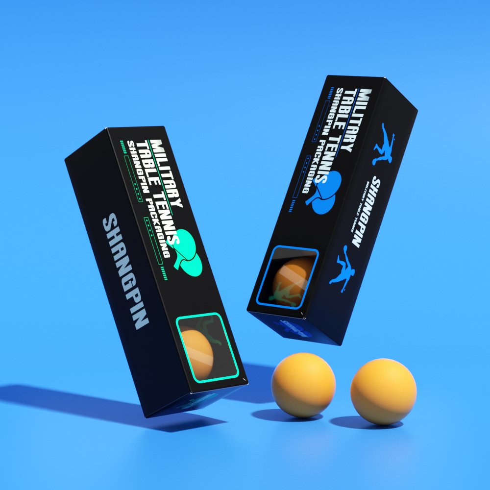 Custom Printing Sport Ping-pong Ball Paper Box Rectangle Fold-able Matt-Lamination Table Tennis Packaging Box With Window