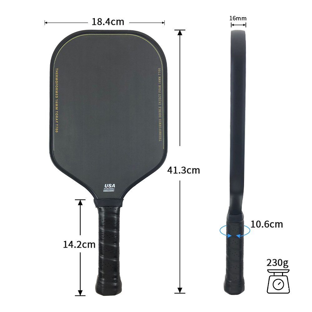 Double Inject Foam Pickleball Paddle Racket Toray T700 Friction Thermoformed Carbon Fiber Pickleball Paddle