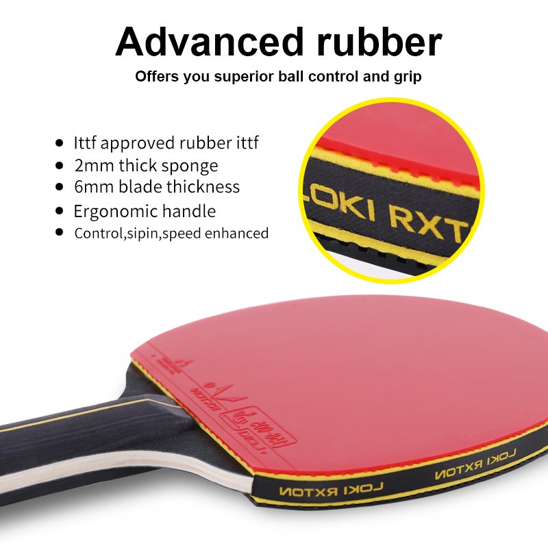 LOKI Rxton Portable table tennis Set 2 Racket 6 Ball Professional table tennis Racket With Double Zipper Case