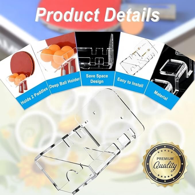 2pcs Ping Pong Paddle Rack Wall Mount Shelf Holder Racket Display Stand Table Tennis Paddle Balls Storage Game Recreation Room